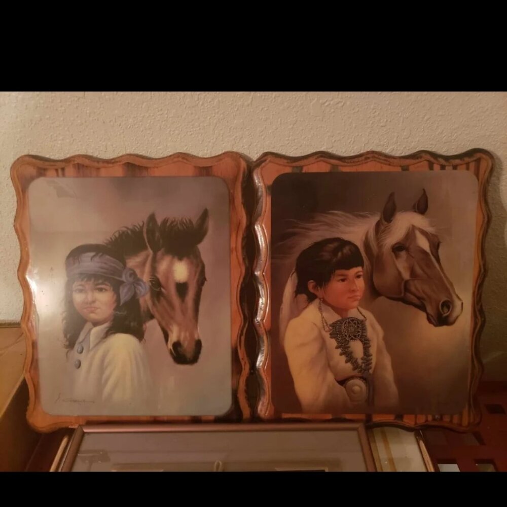 8x10 1990 Native children with Horses by Artists Garcia and Mclean